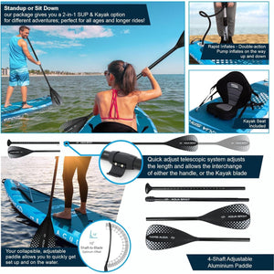 Aqua Spirit Barracuda SUP Inflatable Stand Up Paddle Board 2024, 10'6x32”x6”, Complete Kayak Conversion Kit with Paddle, Backpack, Pump and more accessories, Adult Beginner/Expert, 3 Year Warranty