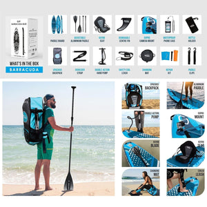 Aqua Spirit Barracuda SUP Inflatable Stand Up Paddle Board 2024, 10'6x32”x6”, Complete Kayak Conversion Kit with Paddle, Backpack, Pump and more accessories, Adult Beginner/Expert, 3 Year Warranty