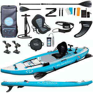 Aqua Spirit Flameback SUP Activity Inflatable Stand Up Paddle Board 2024, Complete Kayak Conversion Kit with Fishing Rod Mount, Paddle, Backpack and more accessories, 3 Year Warranty