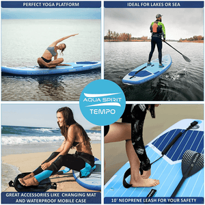 Aqua Spirit Tempo 10'6 iSUP Inflatable Stand Up Paddle Board For Adult Beginners/intermediate With Backpack, Leash, Paddle, Changing Mat & Waterproof Phone Case, All-Inclusive Package, 3-Years Of Complete Brand Warranty