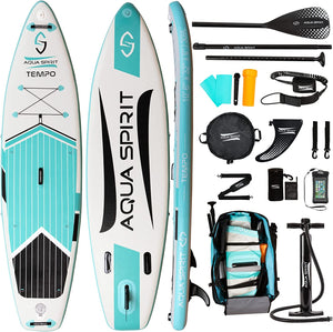 Aqua Spirit Tempo 10'6 iSUP Inflatable Stand Up Paddle Board For Adult Beginners/intermediate With Backpack, Leash, Paddle, Changing Mat & Waterproof Phone Case, All-Inclusive Package, 3-Years Of Complete Brand Warranty