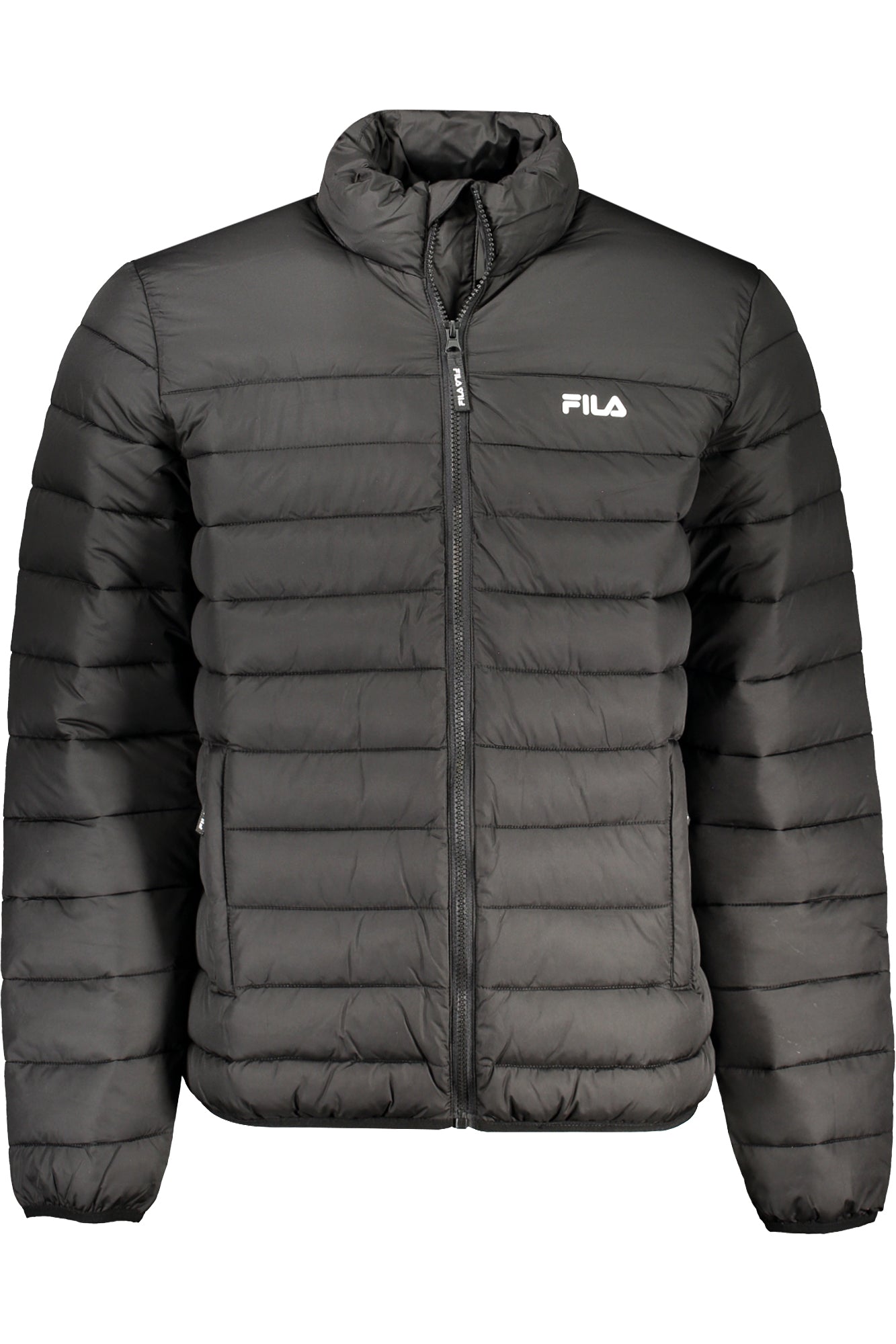 FILA black men's long sleeve jacket, water repellent with zip, external and internal pockets, perfect for outdoor adventures.