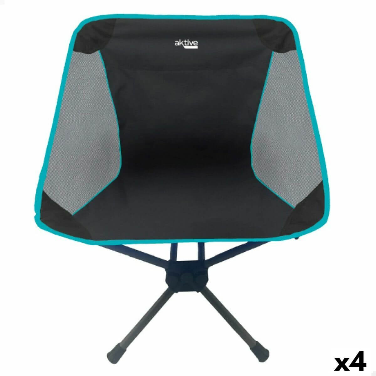 Foldable camping chair by Aktive, perfect for outdoor adventures; 4 units, dimensions 58 x 66 x 46 cm.
