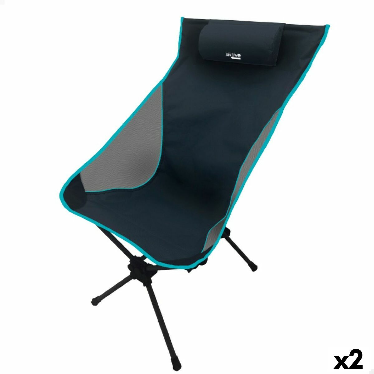 Foldable Camping Chair Aktive 61 x 99 x 55 cm (2 Units)-0