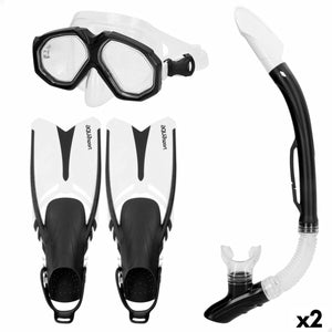 Diving Goggles with Snorkle and Fins AquaSport Black Adults (2 Units)-0